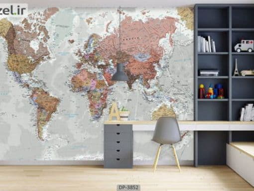پوستر دیواری طرح نقشه جهان 3852-DP